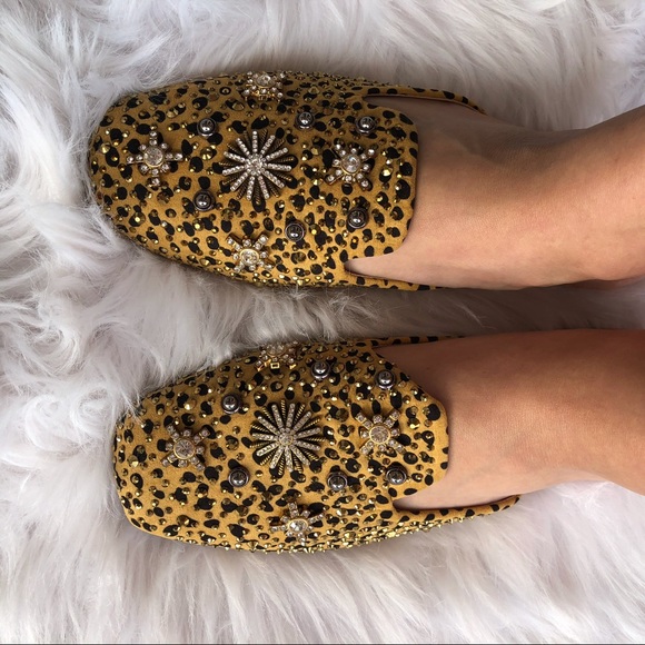 Italina LEOPARD Sequin Gem Embellished Slide-In Flat Mule - Picture 5 of 7